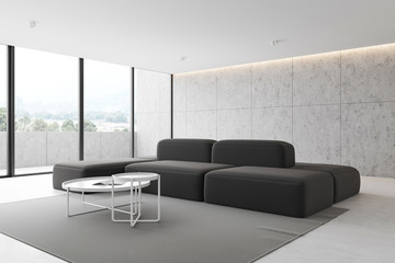 Wall Mural - Concrete living room corner with sofa and balcony