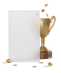 Wall Mural - gold cup winner and poster, 3d illustration