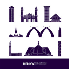 Fototapete - Kenya travel destination grand vector illustration. 