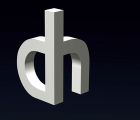 font stylization of the letters d and s, k, h, z, b, j, font composition of the logo. 3d rendering.