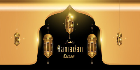 Wall Mural - ramadan kareem gold islamic card, banner, poster vector illustration background