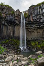 Svartifoss Waterfall In Iceland During Summer