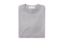 Grey Folded T-shirt Isolated On White Background With Clipping Path.