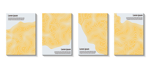 Abstract topographic brochure design templates collection. Book design, blank, print design, journal. Brochure template. Layout vector template in A5 size