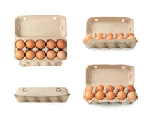 Egg Box With Chicken Eggs, Carton Pack Or Egg Container