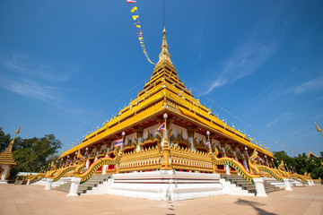 Khonkaen, THAILAND - February 9,2020 : Phrathat KhamKaen at Wat Chetiyaphumin, Khon Kaen people respect the people on February 9,2020 in Khonkaen, THAILAND.