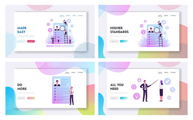 Wall Mural - kyc, know your customer process, business verifying of clients identity website landing page set. bu