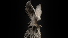 3D Composite Illustration Of Eagle Fighting A Snake. Sculpture. 3D Rendering. Art
