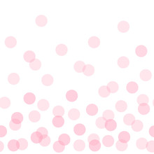 Seamless Vector Boarder Polka Dot Pattern With Flat Candy Pink Transparent Overlapped Circles. Festive Party Background. Modern Hipster Happy Birthday Backdrop With Round Shapes