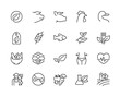 Healthy food related minimal thin line icon set