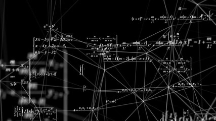 Wall Mural - mathematical formulas move in space, science and mathematical research and development concepts. vid