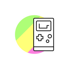 Wall Mural - Games console icon. Simple line, outline vector in color circle of retro 90s style icons for ui and ux, website or mobile application