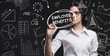 © photon_photo - Business, Technology, Internet and network concept. Young businessman working on a virtual screen of the future and sees the inscription: Employee benefits