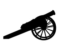 Black Silhouette Of An Ancient Cannon On A White Background