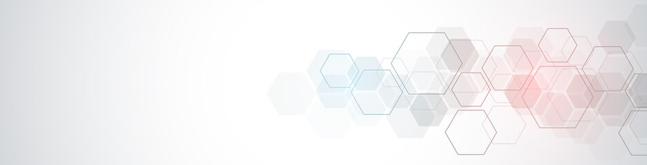 Hexagons pattern. Geometric abstract background with simple hexagonal elements. Medical, technology or science design.