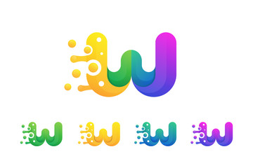 Wall Mural - Letter w colorful logo. Font style, vector design template elements for your application or corporate identity. Colorful W Letter Icon. Creative character gradient fluid concept. paper cut style.