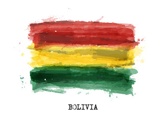 Wall Mural - Realistic watercolor painting flag of Bolivia . Vector .