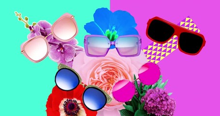 Wall Mural - Animation gif design. Stylish sunglasses. Spring summer mood