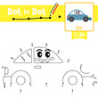 Dot to dot educational game and Coloring book Car cartoon character side view vector illustration
