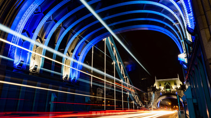 Light Trails on Tower Bridge in London