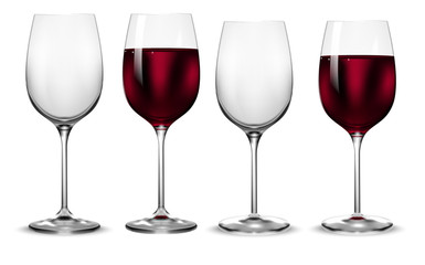 Wall Mural - Empty and full transparency wine glass. Vector.