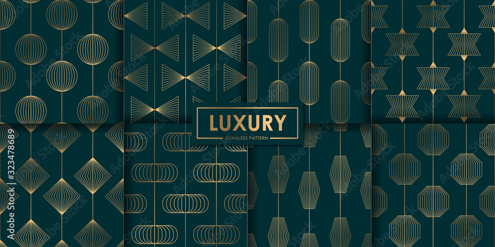 Luxury geometric seamless pattern set, Abstract background, Decorative wallpaper. - obrazy, fototapety, plakaty 
