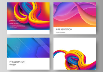 The minimalistic abstract vector illustration layout of the presentation slides design business templates. Futuristic technology design, colorful backgrounds with fluid gradient shapes composition.