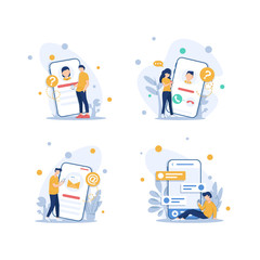 Wall Mural - notification of a new email on mobile phone or smartphone. mail icon,email and small individuals