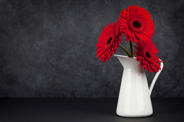 Canvas Print - Greeting card with gerbera flowers