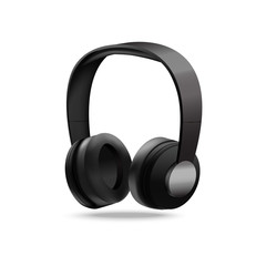 Wall Mural - Realistic 3d Detailed Modern Black Headphone. Vector