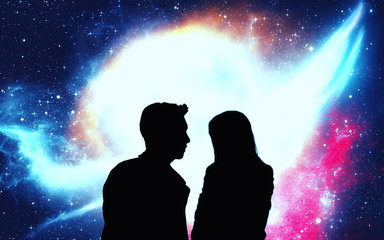 Wall Mural - fantasy isolated romantic galaxy fill the night sky