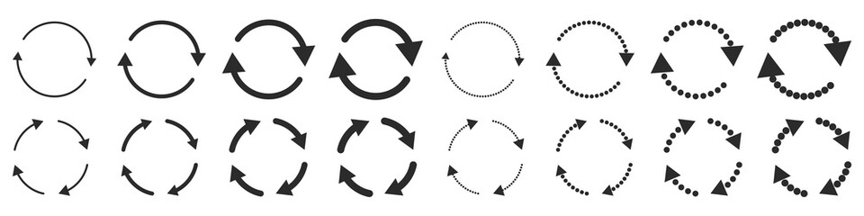 Wall Mural - set of black circle vector arrows isolated