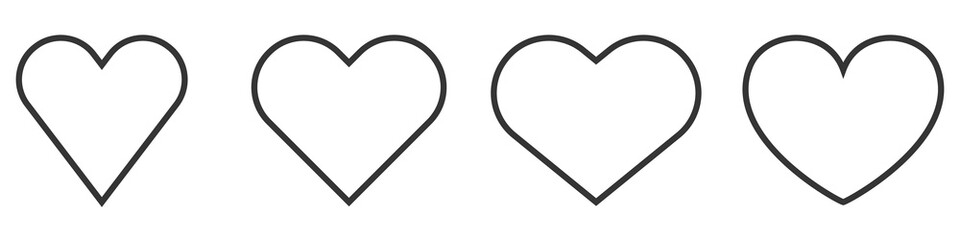 Wall Mural - set of heart outline icons. vector hearts.