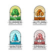 Vector set of seasons emblems. Summer, Autumn, Winter and Spring. Elements for social media, educational materials, banners. Season symbol