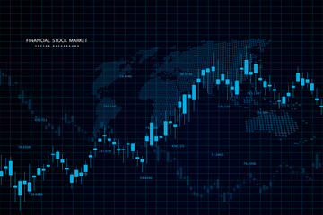 Stock market graph or forex trading chart for business and financial concepts, reports and investment on dark background . Vector illustration