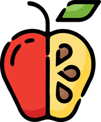 Wall Mural - Apple Seeds Doodle Sketch Icon