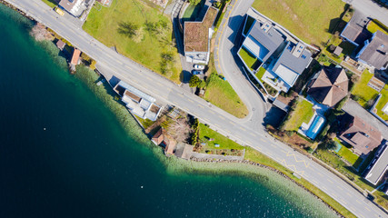 Canvas Print - drone photo above the lake of Zug