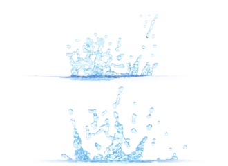 Wall Mural - 3D illustration of two side views of beautiful water splash - mockup isolated on white, creative still
