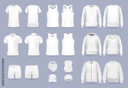 Fotomural Blank white collection of men's clothing templates