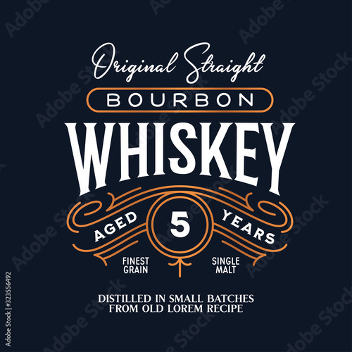 Whiskey Bourbon label logo emblem. Vintage vector illustration. Canvas Print