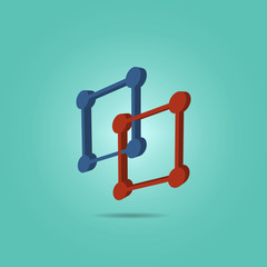 Poster - Squares isometric icon. Simple color vector of science icons for ui and ux, website or mobile application