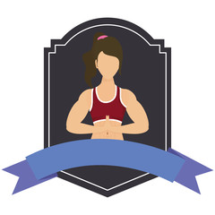 Sticker - young woman athlete character in frame