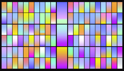Aufkleber - Set of duotone and holographic swatches for trendy coloring. Retrowave neon color palette.
