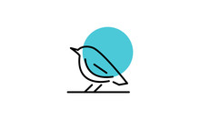 Blue Bird Line Monoline Minimalistic Logo