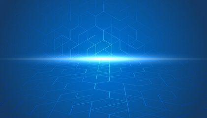 Wall Mural - abstract geometric lines. futuristic hexagon on blue background. technology concept.