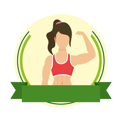 Sticker - young strong woman athlete in frame