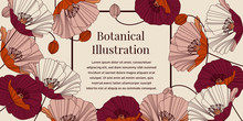 Beautiful Poppies Flower Line Illustration 
