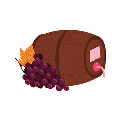 Wall Mural - grapes fresh fruits with wine barrel