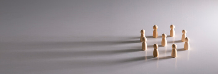 People teamwork stand in a circle on a gray background , Business team success and winning concept