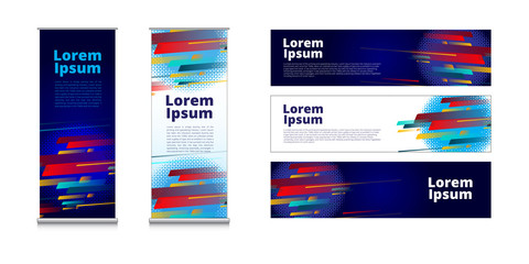 Business Roll Up Standy Design Banner Abstract blue sport Background vector design template